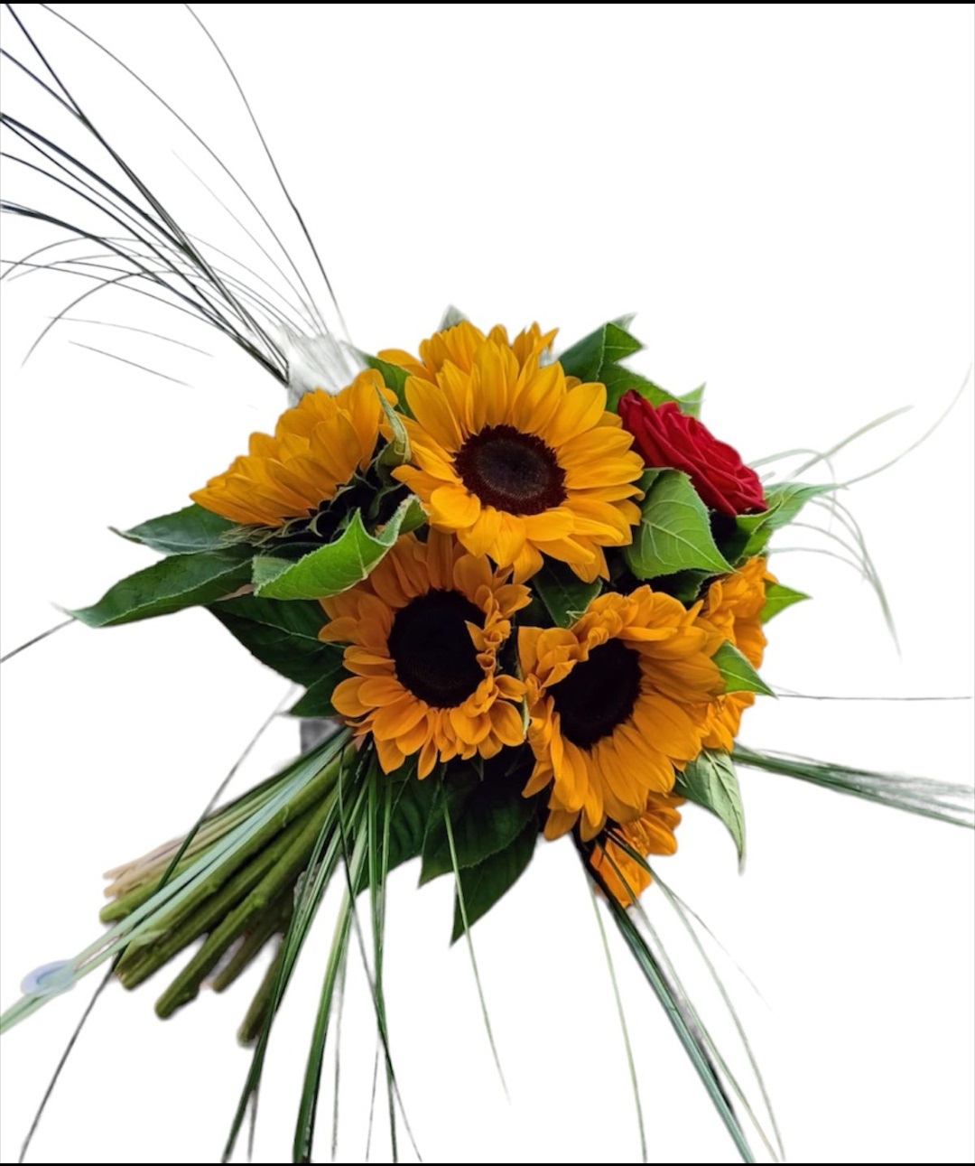 Angelica: Mazzo di Girasoli con Rosa in vaso