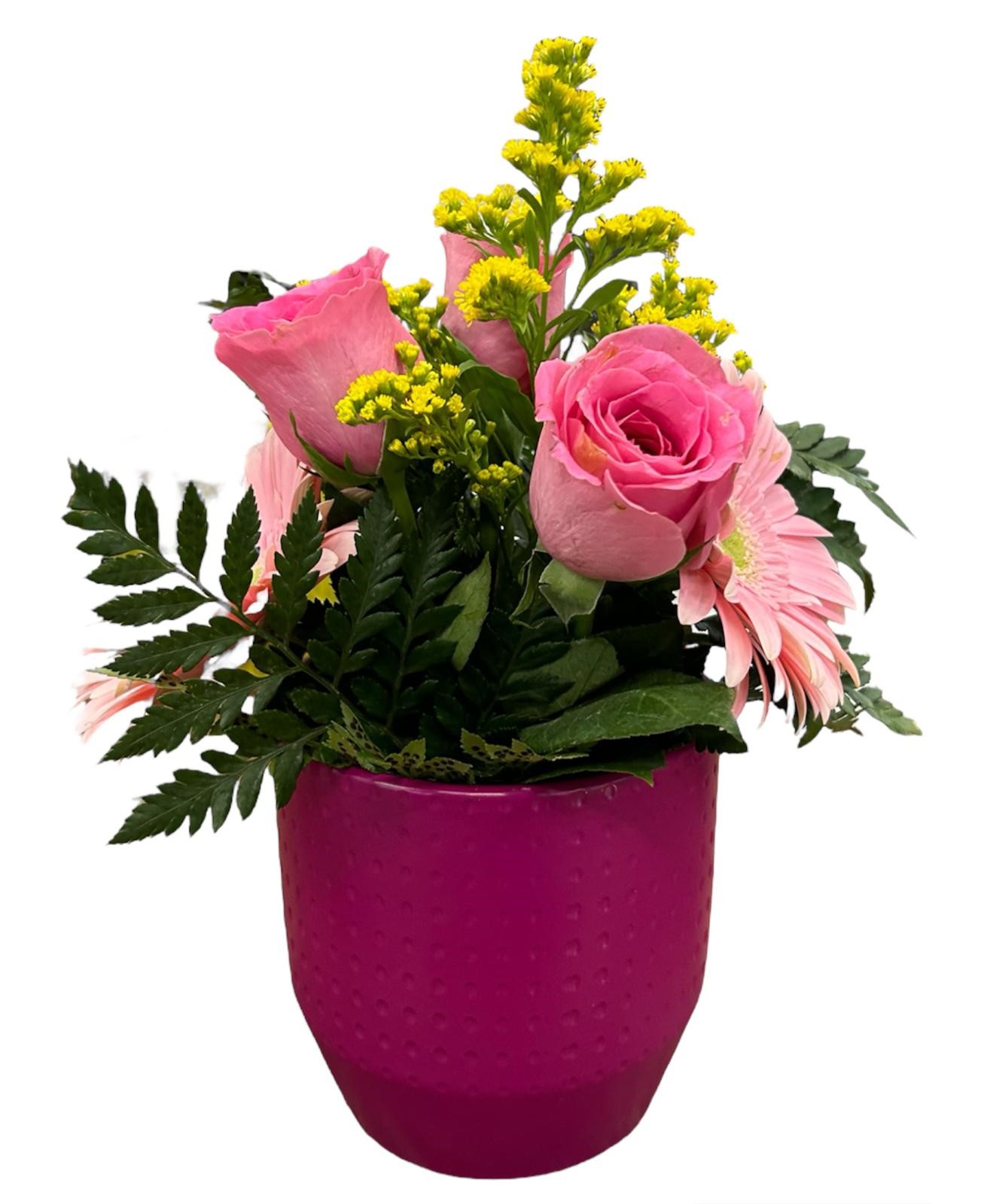 Composizione fiorita in vaso colorato - immagine 3