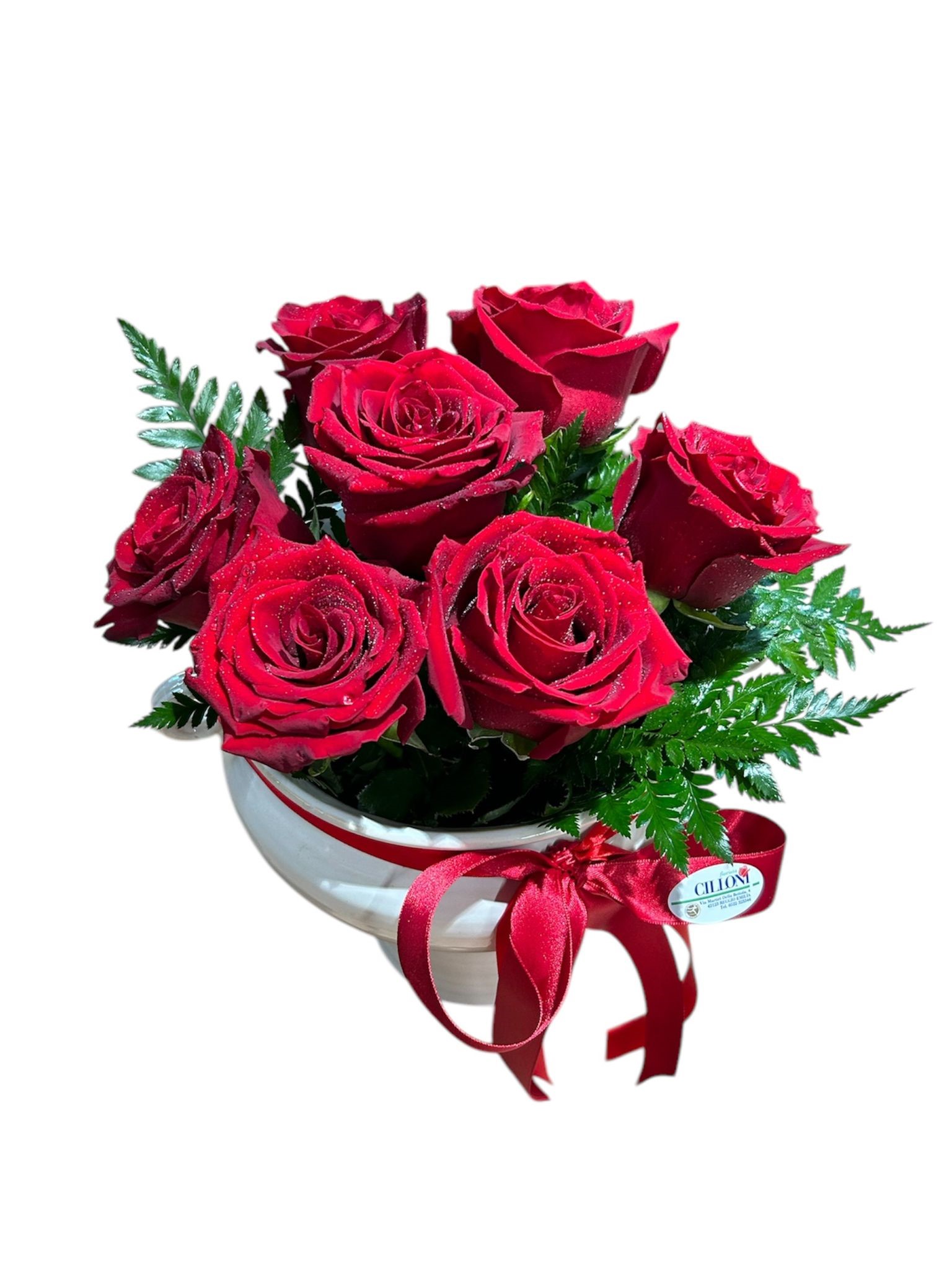 Fatima: Rose fresche in coppa di ceramica - immagine 2