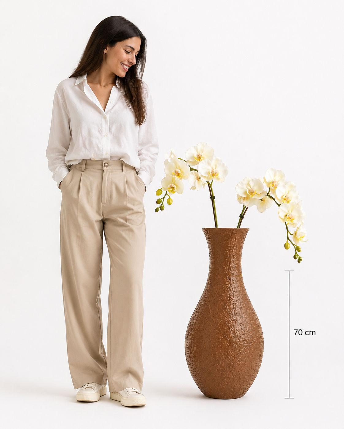 Vaso con rami di Orchidea artificiale - immagine 2