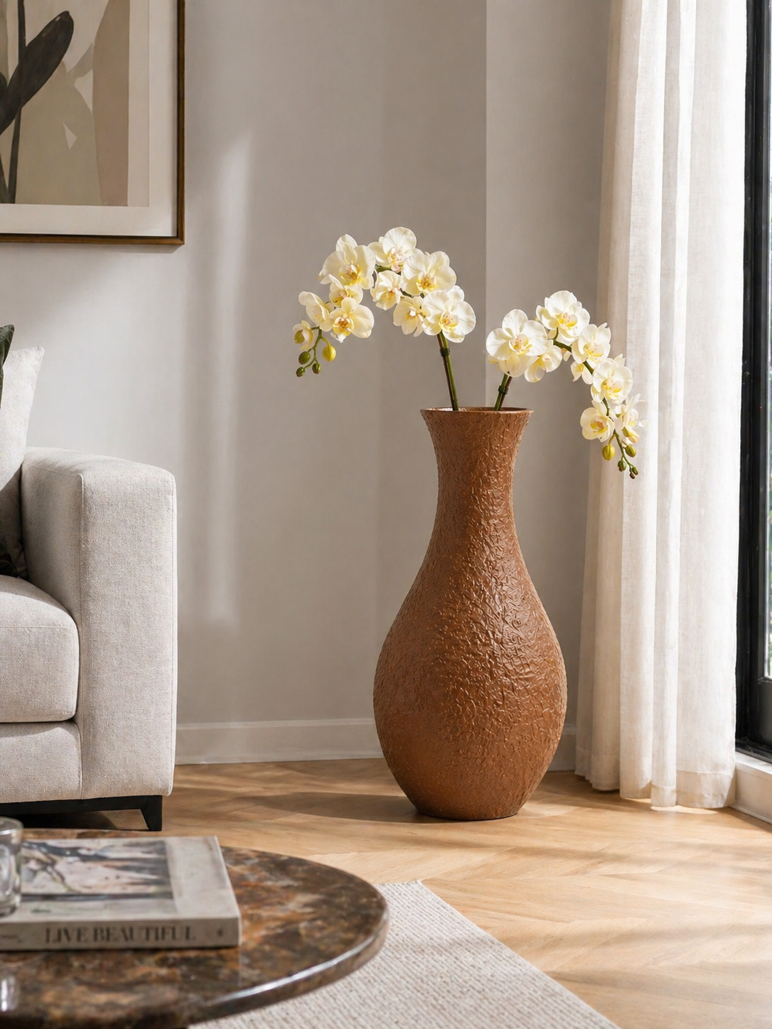 Vaso con rami di Orchidea artificiale - immagine 4