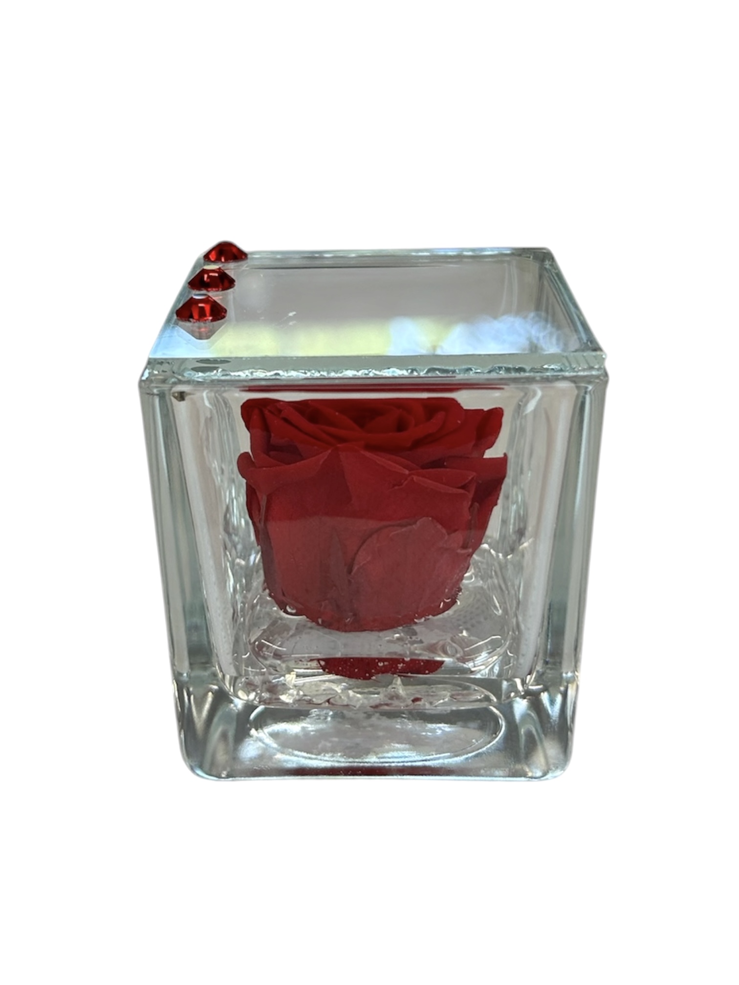 Rosa Stabilizzata in Cubo di Vetro – Eleganza senza Tempo